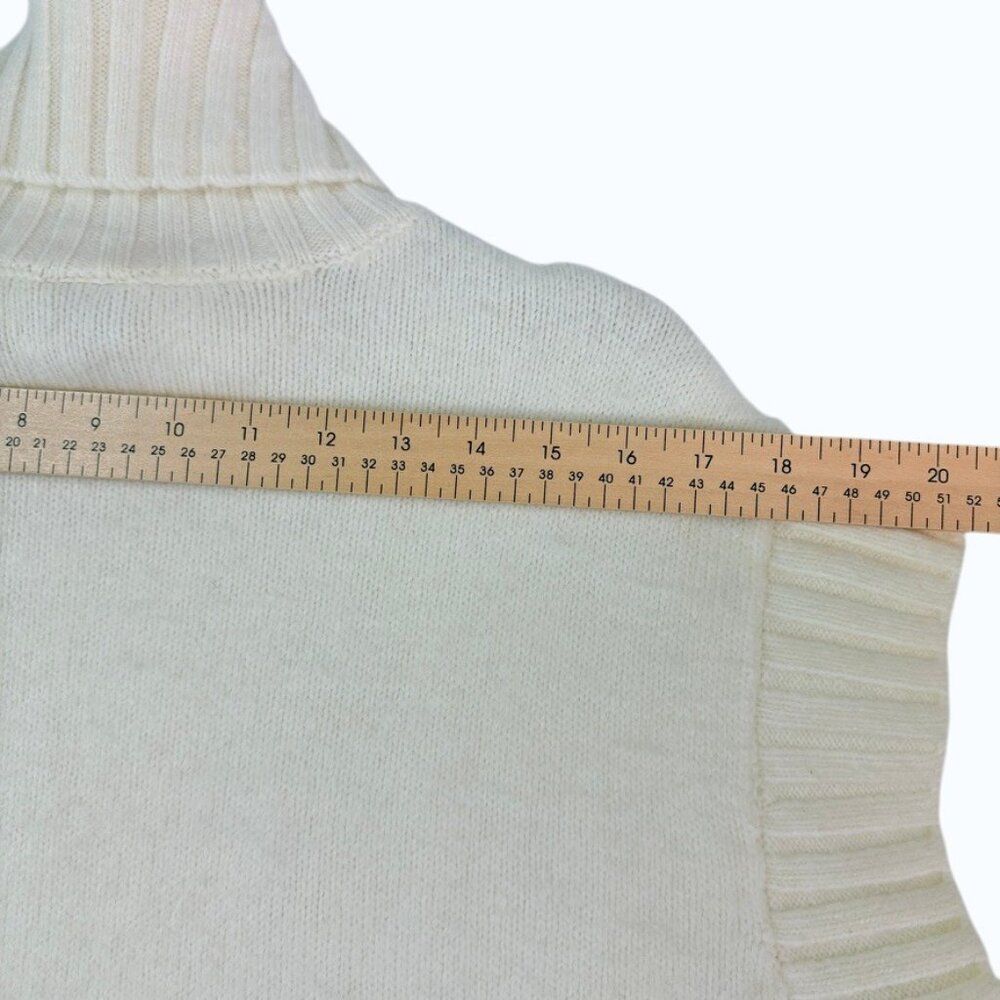 Cable Knit Sleeveless Turtleneck Sweater Women XS Cream Chunky Cozy Chic - Picture 4 of 9